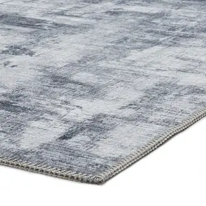 Grey Modern Striped Easy To Clean Dining Room Rug-120cm X 170cm