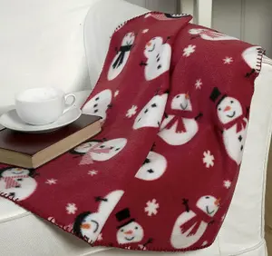 Celebright Christmas Fleece Throw - Large 50 x 60 Inch - Fluffy Microfiber Blanket - Snowman Red Pattern