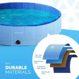 Furdreams Foldable Pet Swimming Pool, Hard Plastic Dog Bathtub