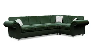 Windsor Bottle Green Large Corner Sofa - Silver Feet