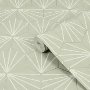 Contour Green Tile effect Smooth Wallpaper Sample