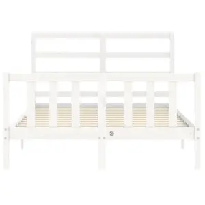 Berkfield Bed Frame with Headboard White 4FT Small Double Solid Wood