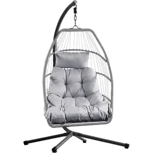 Miami Hanging Egg Chair With Cushion Charcoal