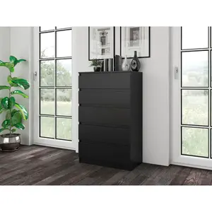 Tonya 5 Drawer 70cm Chest of Drawers Black