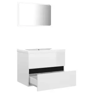 Berkfield Bathroom Furniture Set High Gloss White Engineered Wood