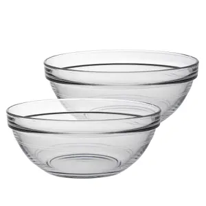 Duralex - Lys Glass Stacking Bowls for Kitchen, Serving - 17cm (7") - Pack of 6