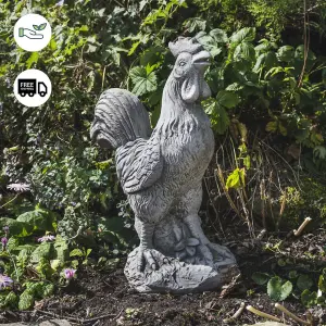 Large Stone Cast Cockerel Ornament