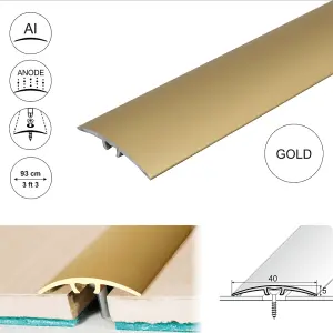 A64 40mm Anodised Aluminium Door Threshold Strip - Gold, 0.93m