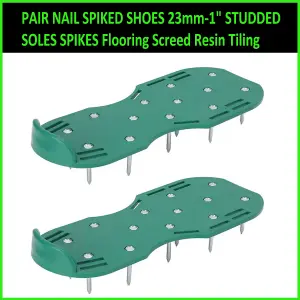 PAIR NAIL SPIKED SHOES 23mm STUDDED SOLES SPIKES Grass Lawn Aerating Gardening