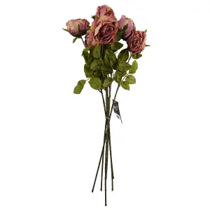 Pack of 6 x 70cm Artificial Dark Pink Rose