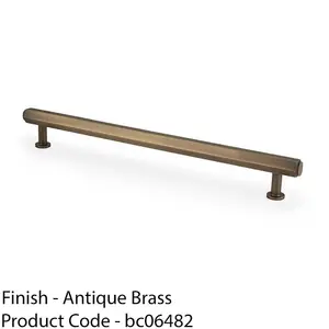 Industrial Hex T Bar Pull Handle - Antique Brass 224mm Centres Kitchen Cabinet