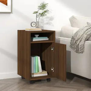 Berkfield Side Cabinet with Wheels Brown Oak 33x38x60 cm Engineered Wood