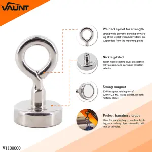 Vaunt x5 V1108000 Heavy Duty Hook Pot Magnet Magnetic Tool Holder Hanger Storage