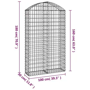 Berkfield Arched Gabion Basket 100x30x160/180 cm Galvanised Iron