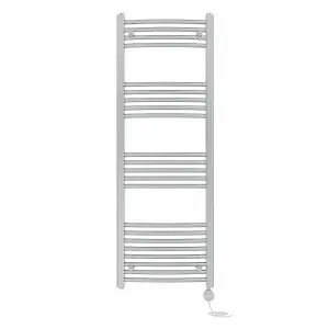 Right Radiators Prefilled Thermostatic Electric Heated Towel Rail Curved Ladder Warmer Rads - Chrome 1400x500 mm