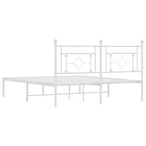 Berkfield Metal Bed Frame without Mattress with Headboard White 150x200cm