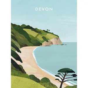 Henry Rivers Devon Blackpool Sands Canvas Print Multicoloured (40cm x 30cm)