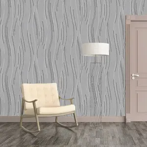 Love Your Walls Shimmer Wave Wallpaper Grey J74609