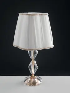 Luminosa RIFLESSO Table Lamp with Round Tapered Shade Gold, Crystal 25x47cm