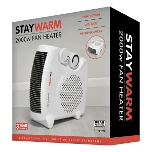 StayWarm 2000w Upright / Flatbed Fan Heater (BEAB Approved) - White