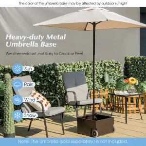 Costway 77kg Patio Umbrella Base Fillable Umbrella Stand Flower Box w/ 2 Universal Wheels