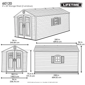 Lifetime 8 Ft. x 20 Ft. Outdoor Storage Shed