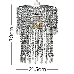 ValueLights Modern Chrome Acrylic Bead Effect Silver Ceiling Pendant Light Shade