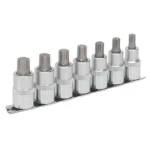 Sealey Ribe Socket Bit Set 7 Pieces 1/2" Square Drive 55mm Silver AK6234