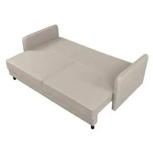 Bruno 3 Seater Sofa Bed with Storage - Beige (Lumos22)