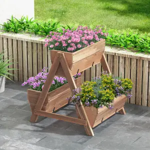 Costway Vertical Raised Garden bed Tiered Elevated Planter Stand w/ 3 Wood Planter Boxes