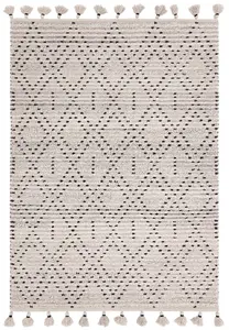 Grey Easy to clean Geometric Modern , Wool Rug for Living Room, Bedroom - 200cm X 290cm