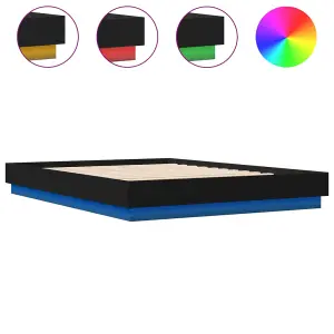 Berkfield Bed Frame with LED without Mattress Black 150x200 cm King Size