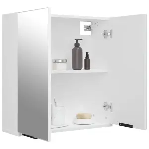 Berkfield Bathroom Mirror Cabinet White 64x20x67 cm