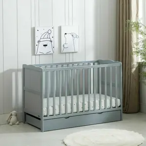 Surrey Cot Bed with Mattress Grey