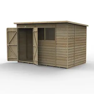 4LIFE Pent Shed 10x6 - 2 Windows - Double Door