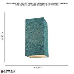 Modern and Stylish Textured Teal Linen Fabric Tall Rectangular 25cm Lampshade