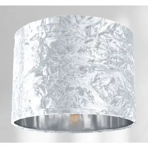 Modern Crushed Velvet Lamp Shade with Shiny Paper Inner White / 15cm H x 20cm W x 20cm D