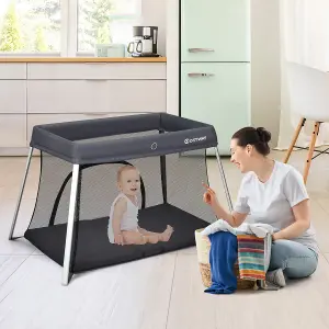 Costway Foldable Baby Crib Lightweight Mesh Toddler Activity Nursery Center