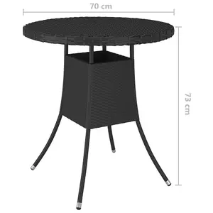 Berkfield Garden Table Black 70x70x73 cm Poly Rattan