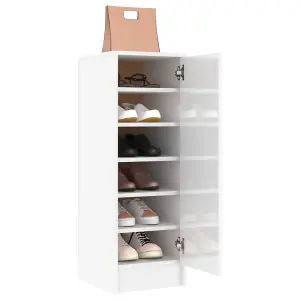 Berkfield Shoe Cabinet High Gloss White 32x35x92 cm Engineered Wood