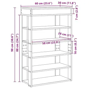 Berkfield Shoe Rack Smoked Oak 60x30x98 cm Engineered Wood