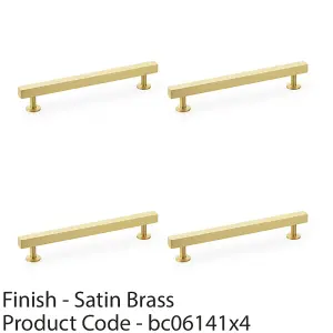 4 PACK - Straight Square Bar Pull Handle - Satin Brass 160mm Centres SOLID BRASS Drawer