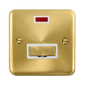 Curved Satin / Brushed Brass 13A Fused Ingot Connection Unit With Neon - White Trim - SE Home