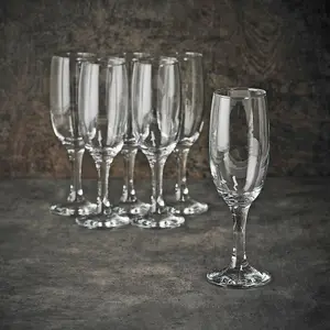 Queensway Home & Dining 18cm Height Champagne Flutes 190ml Bar Glassware Stemware 6pcs Set