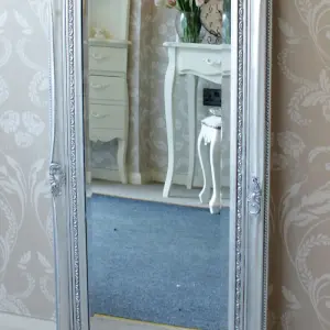 Melody Maison Tall Silver Ornate Mirror 47cm x 142cm