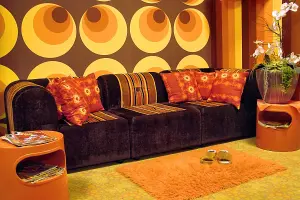 Retro 70s Big Circle Wallpaper Brown Orange Yellow Paste The Wall AS Creation