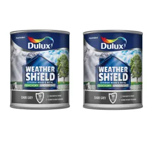 Dulux Weathershield Quick Drying Undercoat Dark Grey 750Ml Pack of 2