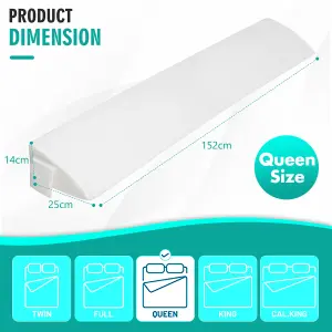 Costway Queen Size Bed Wedge Pillow Bolster Triangle Pillow Long Gap Filler Side Pocket