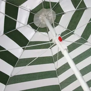 SunDaze 1.6M Green-White Beach Parasol Outdoor Garden Patio Umbrella Sunshade UV Protection