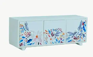 Hand Printed Women Jewellery Box  - Floral Multicolour